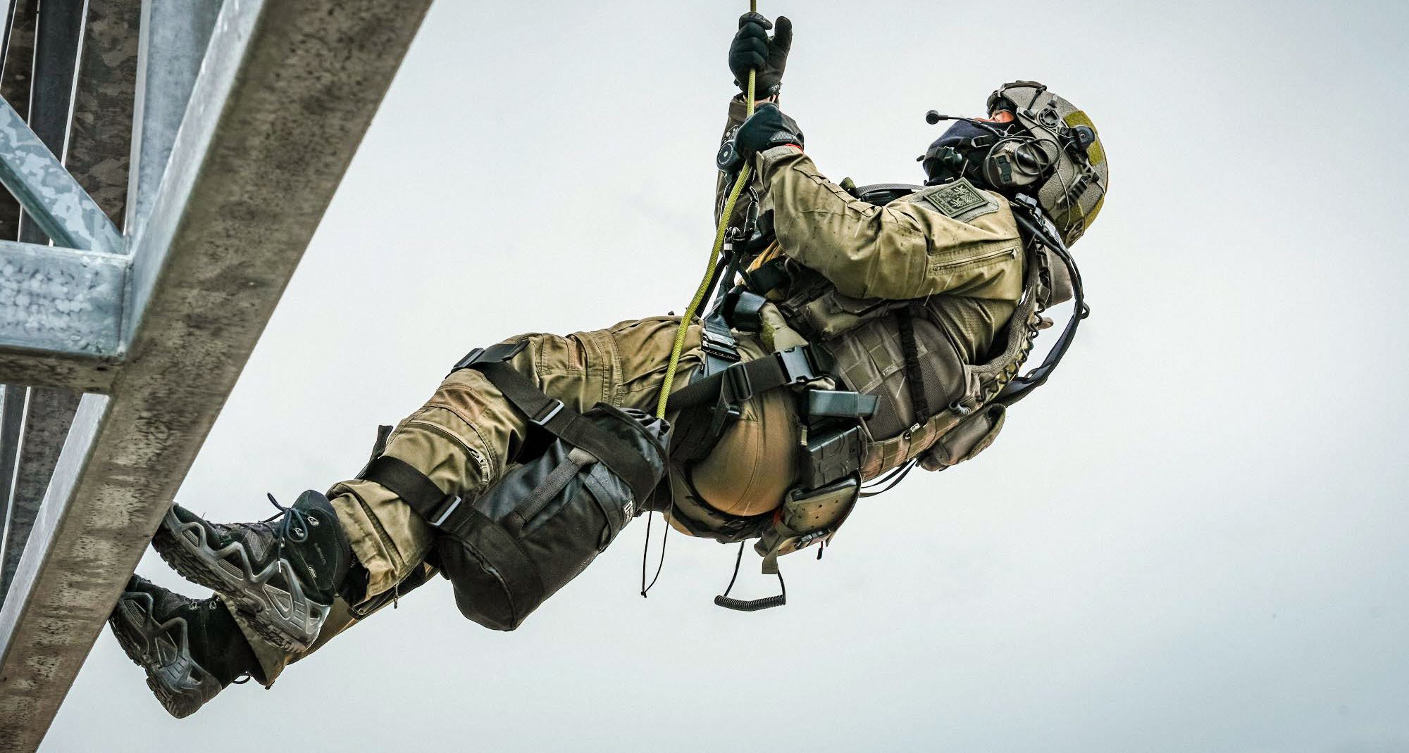 Rope access specialist with Singing Rock gear